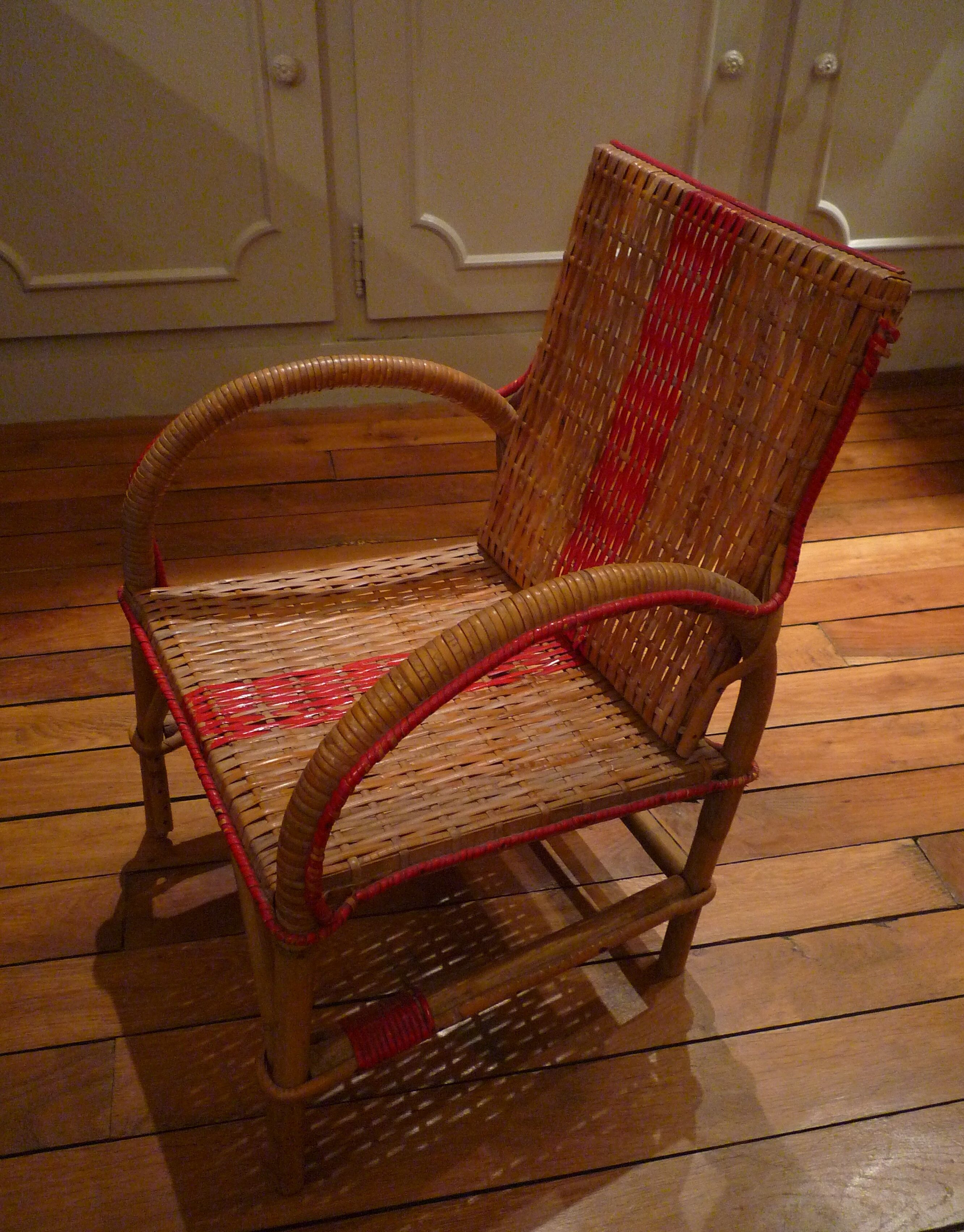 Small children's rattan armchair, vintage 60s