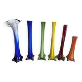Set of 6 Murano Glass Soliflore Vases from the 60s