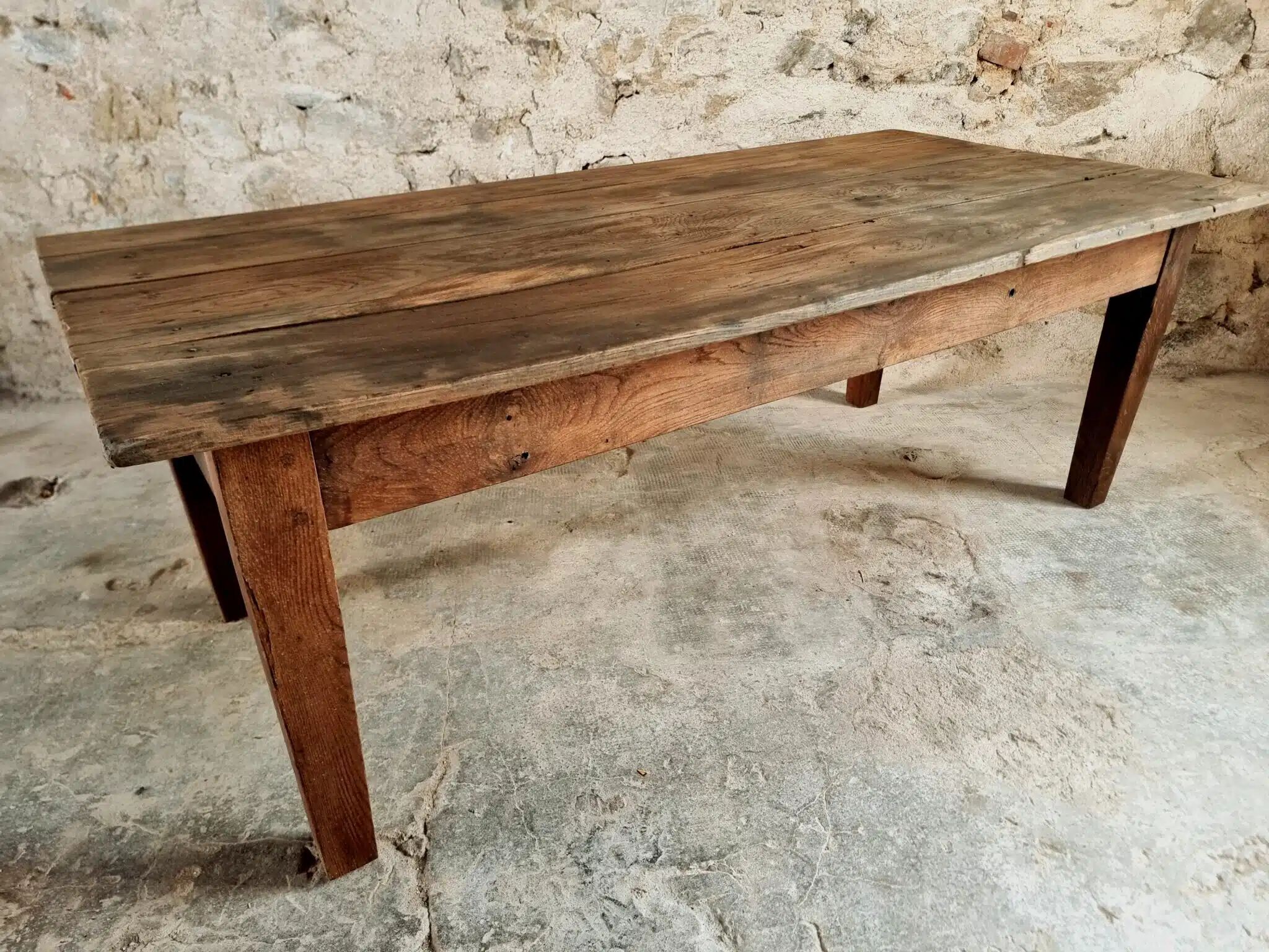 Antique French coffee table – chestnut wood – early 19th century – 82×168×60 cm