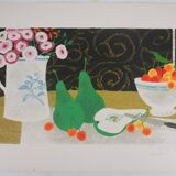 Yves Ganne: Still Life with Pears, original signed lithograph