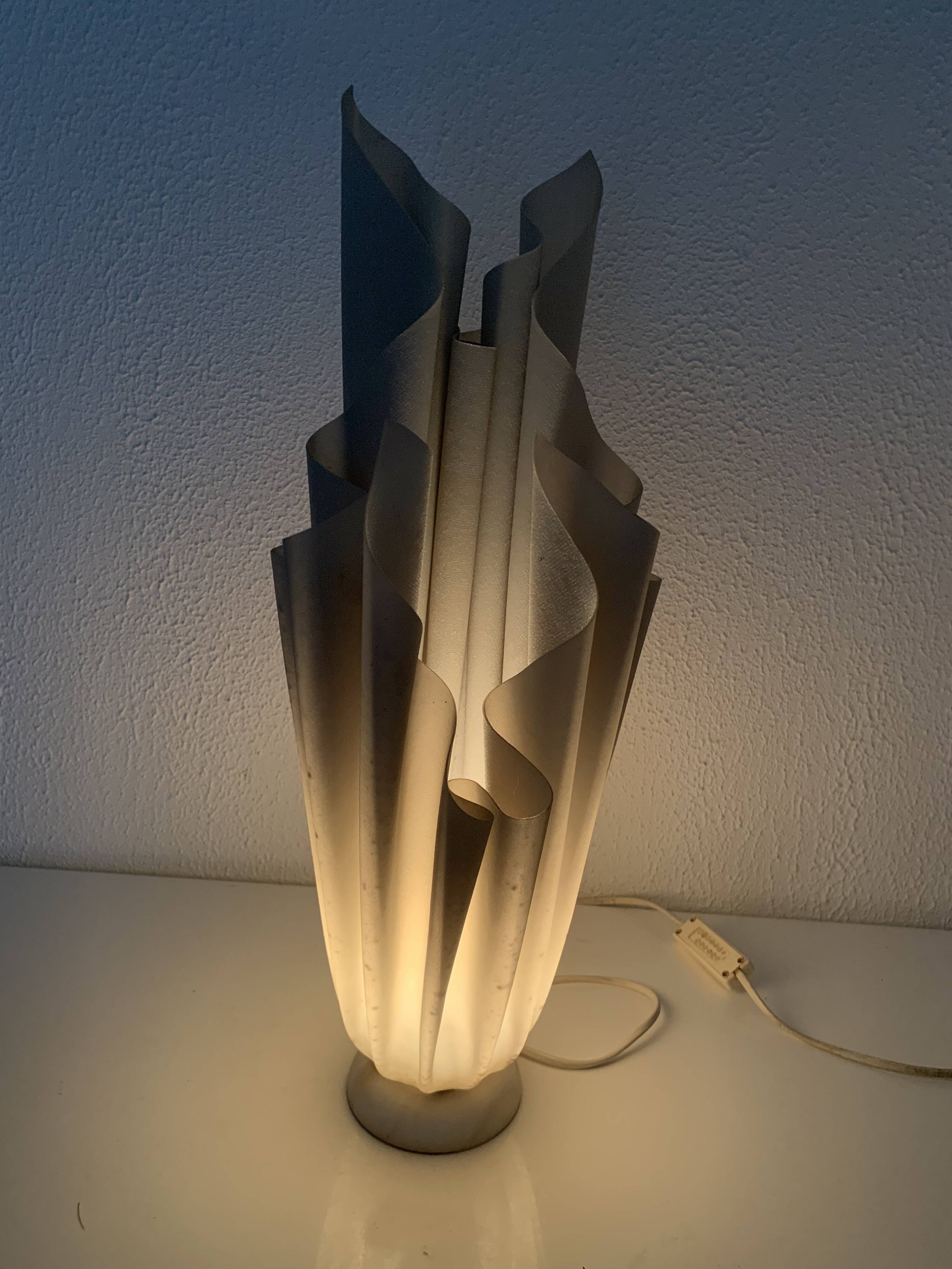 Vintage 1970s Georgia Jacob Athena Mouse Grey Draped Lamp - 50cm