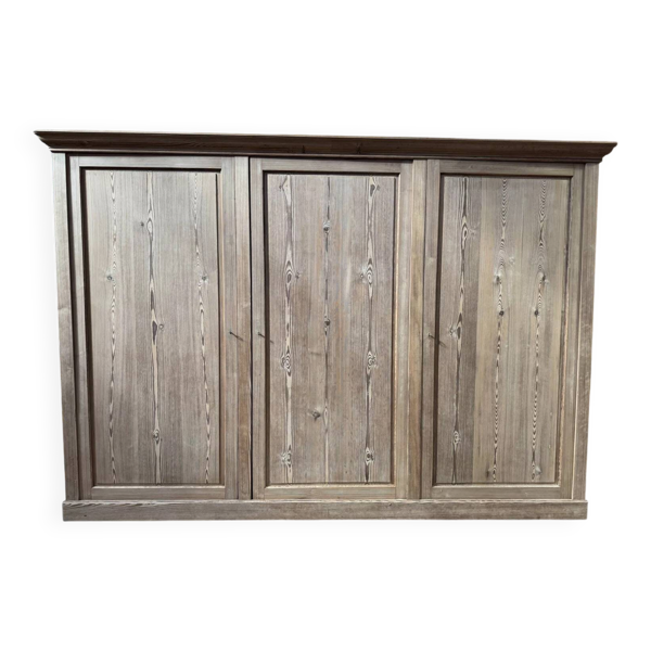 Grande armoire de métier en pitchpin - Début XXe siècle