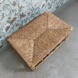 Storage bench in wood and straw (renovated)