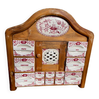 Spice cabinet in wood and ceramic