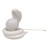 Lampe de table cobra en céramique et verre blanc, Suède années 1980