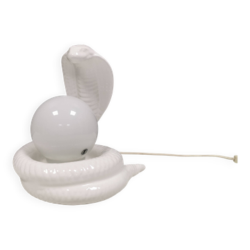 COBRA table lamp with thin milky white glass shade/dome, Sweden 1980s