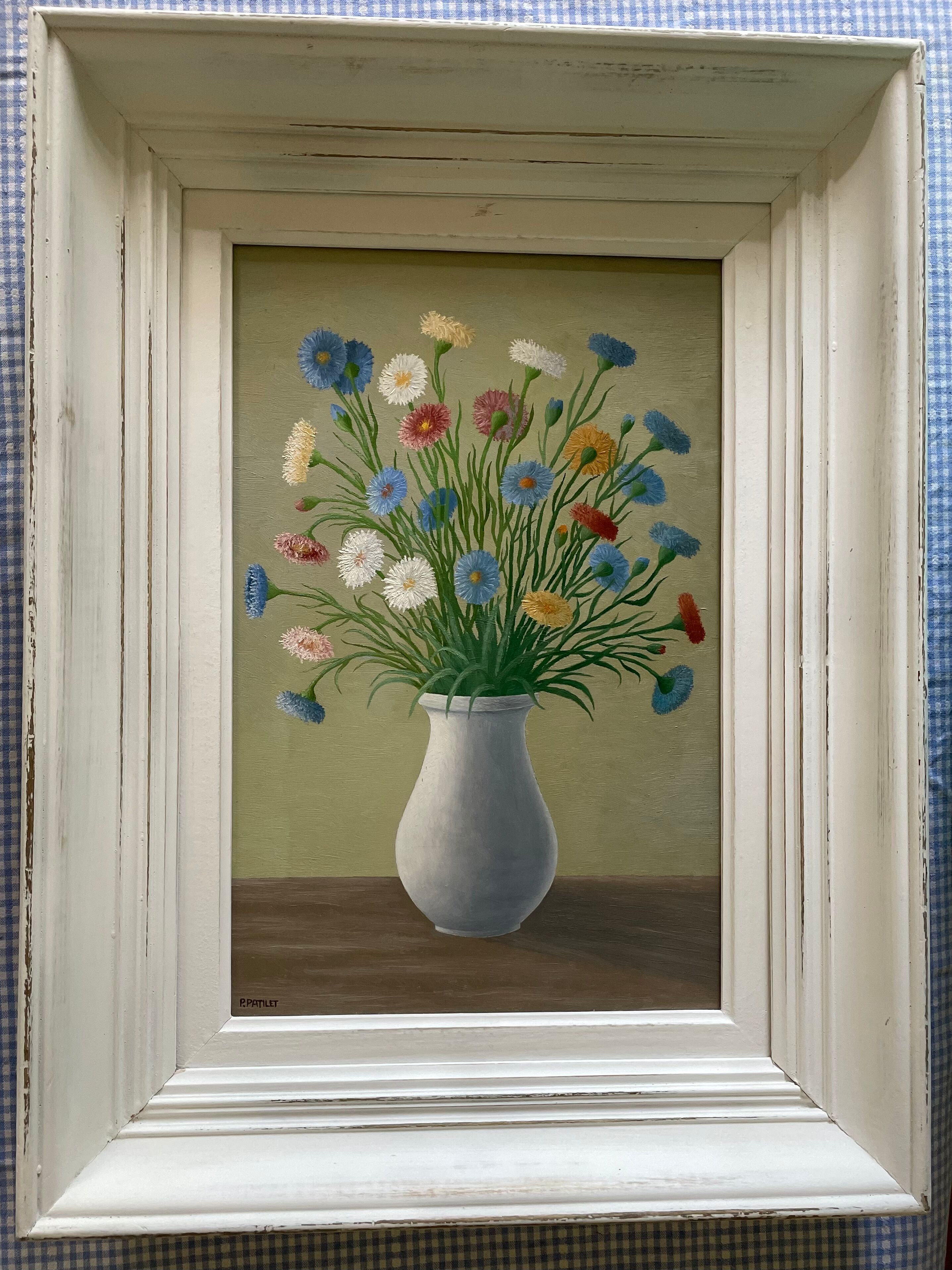 Tableau ancien bouquet de pâquerettes