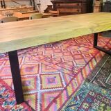 Large mango wood table with contemporary base