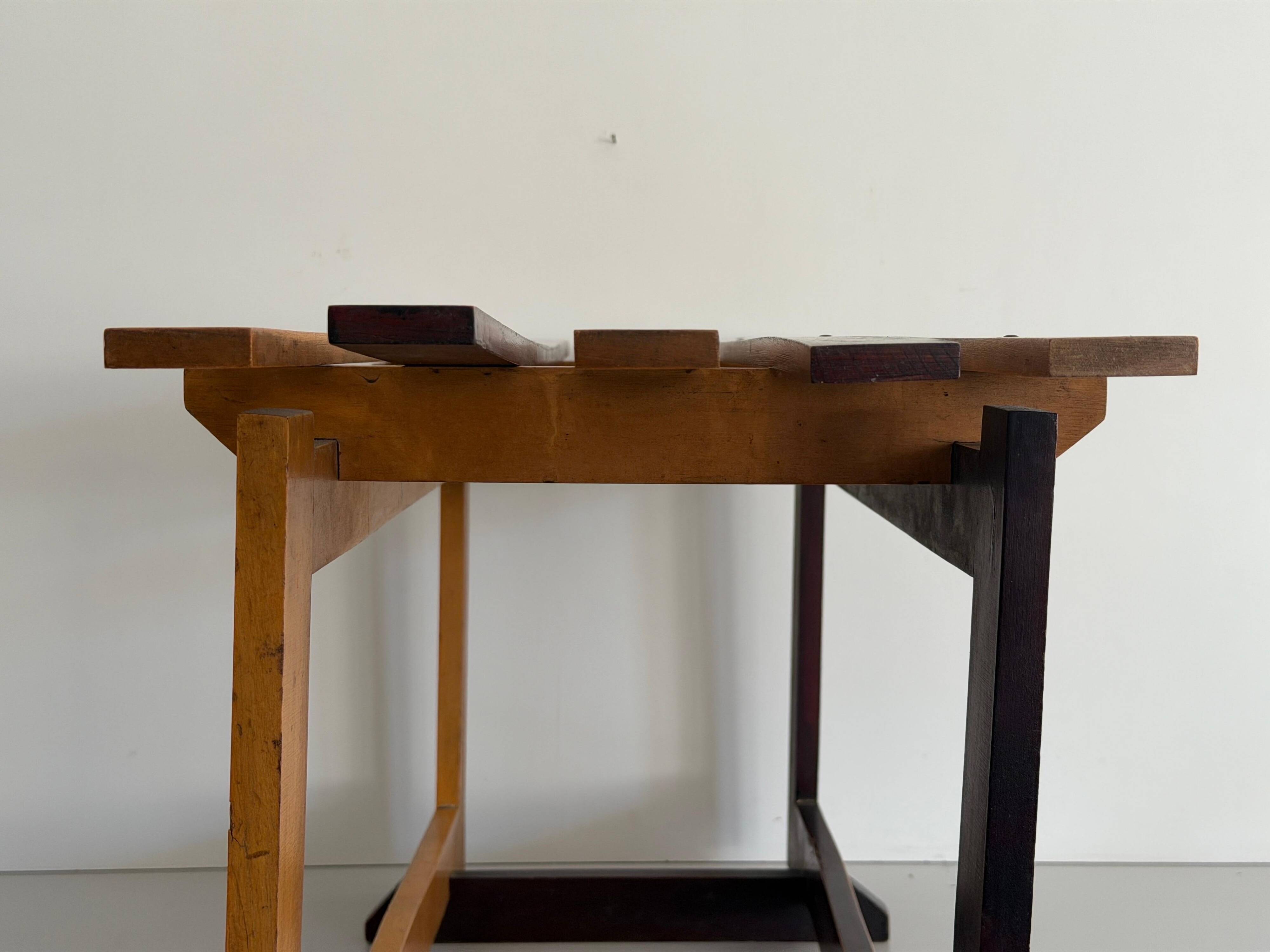 Mid-century Italian solid wood two-tone bench, 1950s, Italy