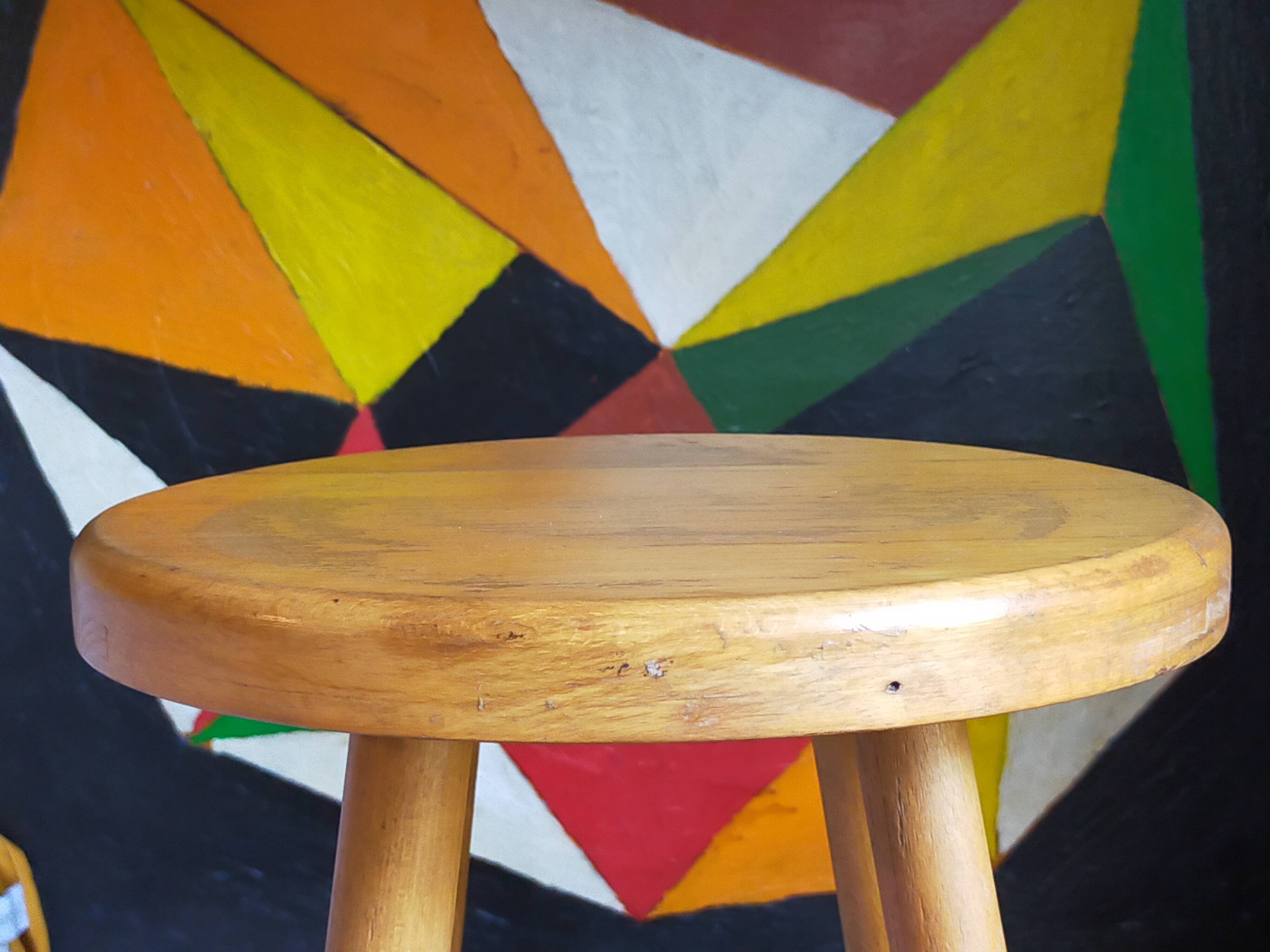 Vintage solid blond wood bar stool