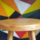 Tabouret de bar en bois blond massif vintage