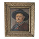 Oil painting on panel, The Mustachioed Man in a Hat, Signed E. Marchal