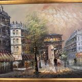 After Renée Wilsson: Oil on canvas The Arc de Triomphe in Paris circa 1980