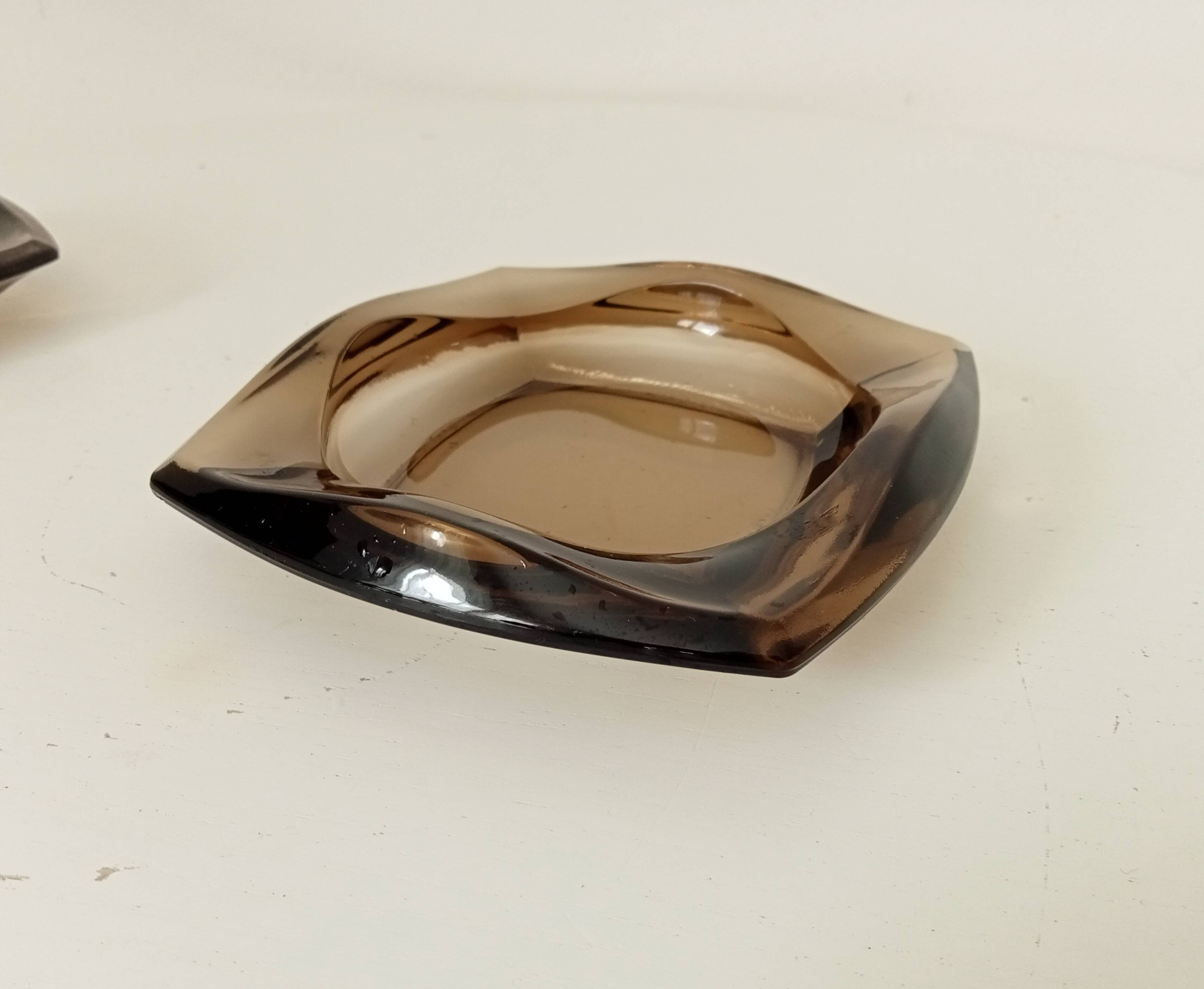 Vintage Luminarc smoked glass ashtray from the 60s