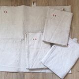 Lot de 4 torchons anciens en lin épais