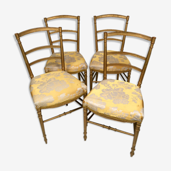 Series of four chairs Napoleon III, gilded wood