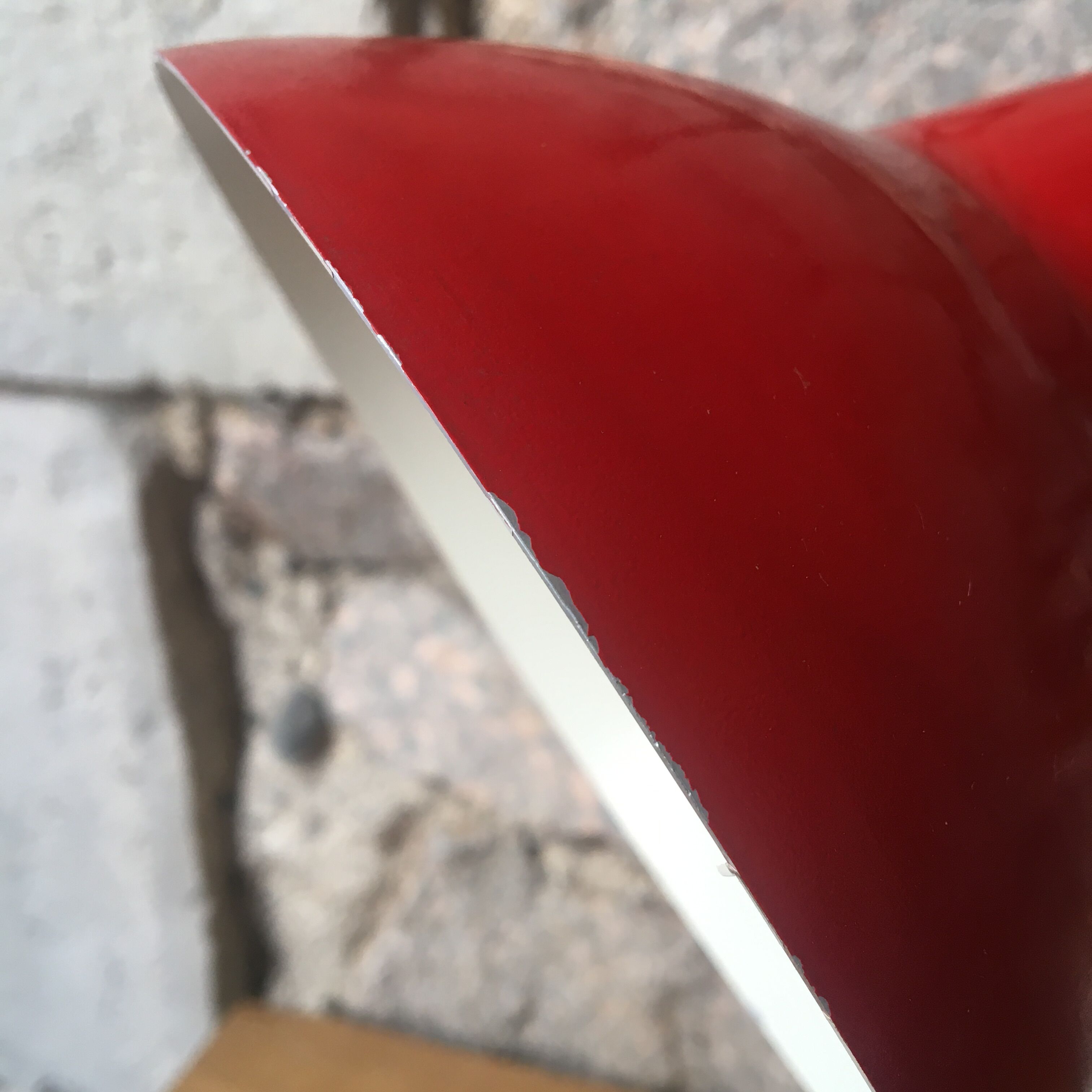 Vintage desk lamp red metal and stainless steel