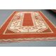 1970's Vintage Turkish Milas Handmade Wool Cotton Orange Area Rug 88x136