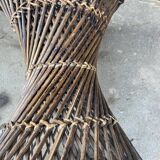 Vintage stool diabolo rattan