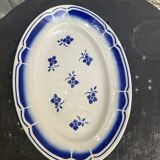 Plat de service fleurs bleues en faïence art déco