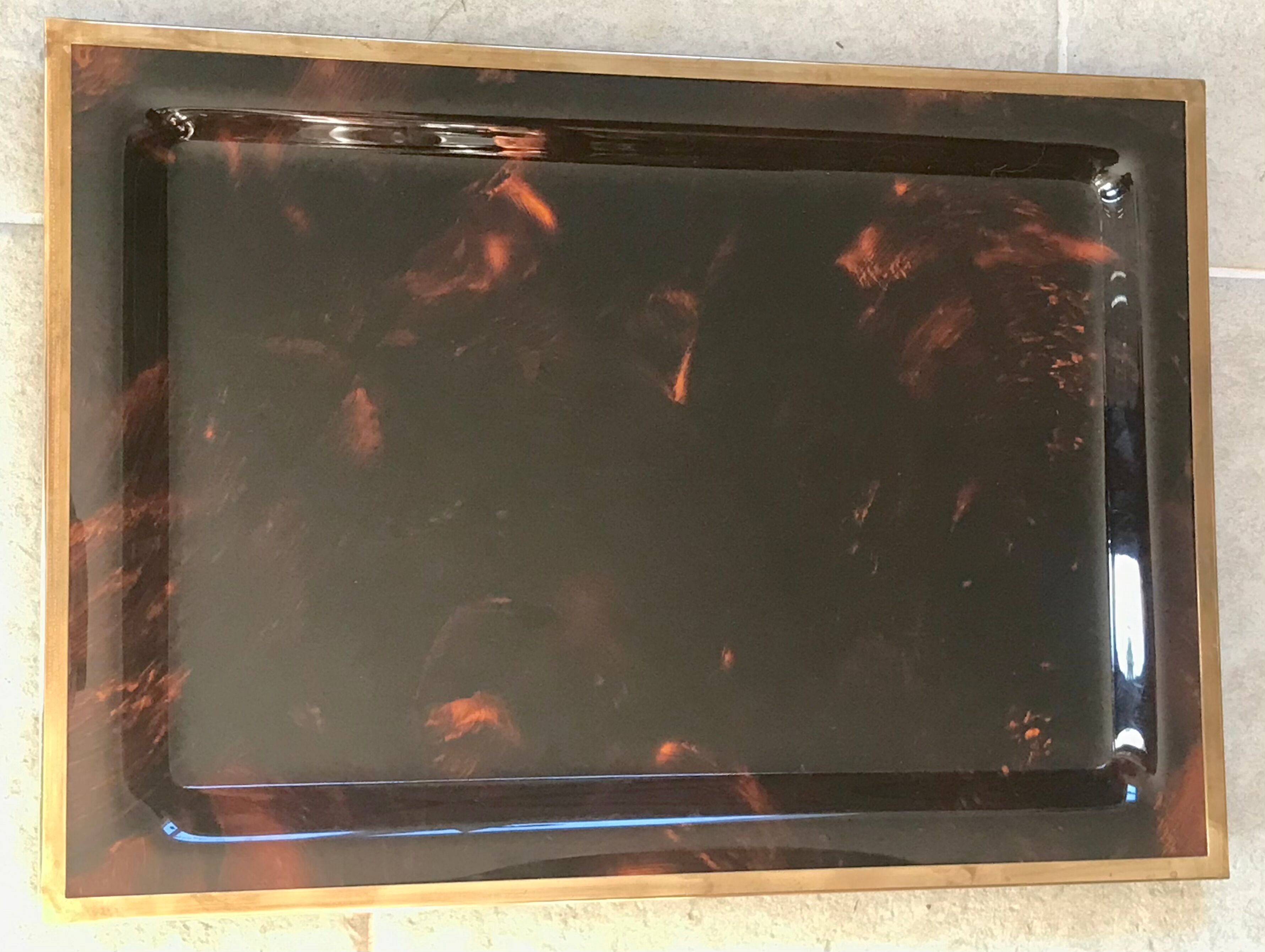 Lucite tray and vintage brass