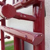 Old vintage red lacquered bamboo Asian coat rack