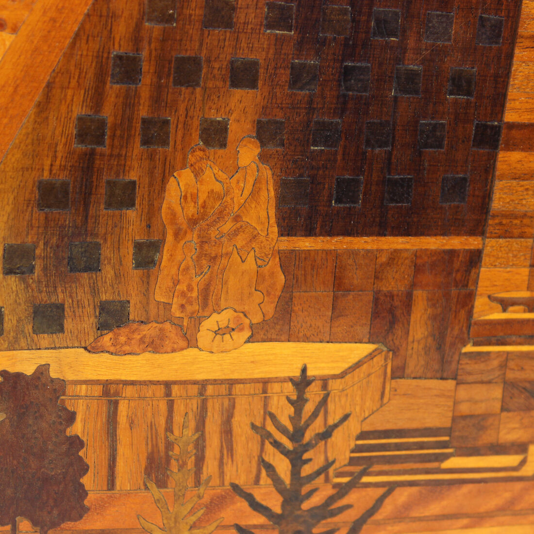 Art work in inlaid wood veneer, czechoslovakia 1950s