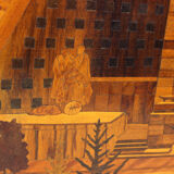 Art work in inlaid wood veneer, czechoslovakia 1950s