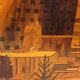 Art work in inlaid wood veneer, czechoslovakia 1950s
