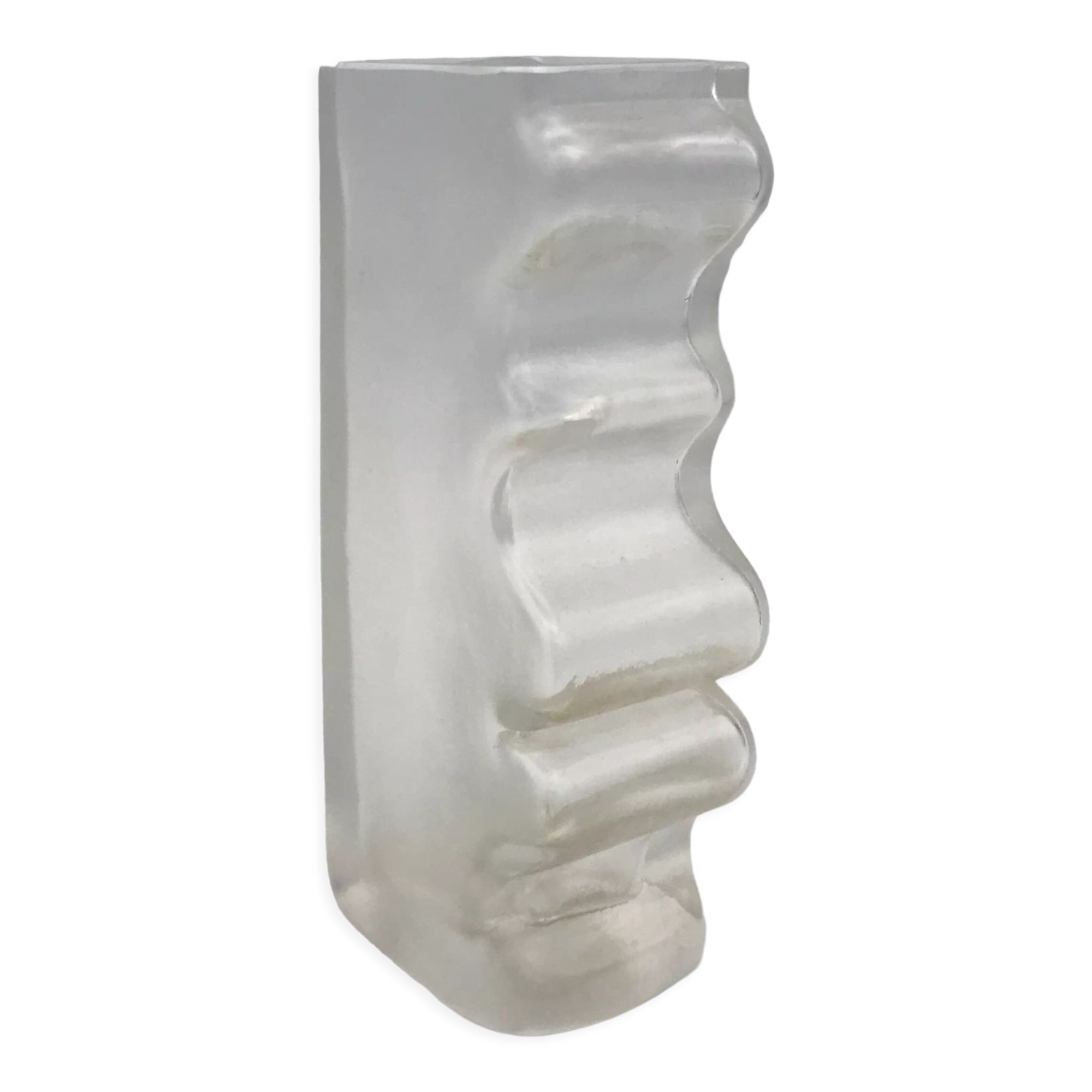 Vase in thick glass with frosted effect stamped by claus josef riedel