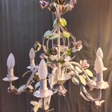 6-light flowered metal chandelier