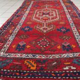 Handmade vintage Persian Hamadan rug 3.2' x 6.2' (100cm x 191cm) 1970s