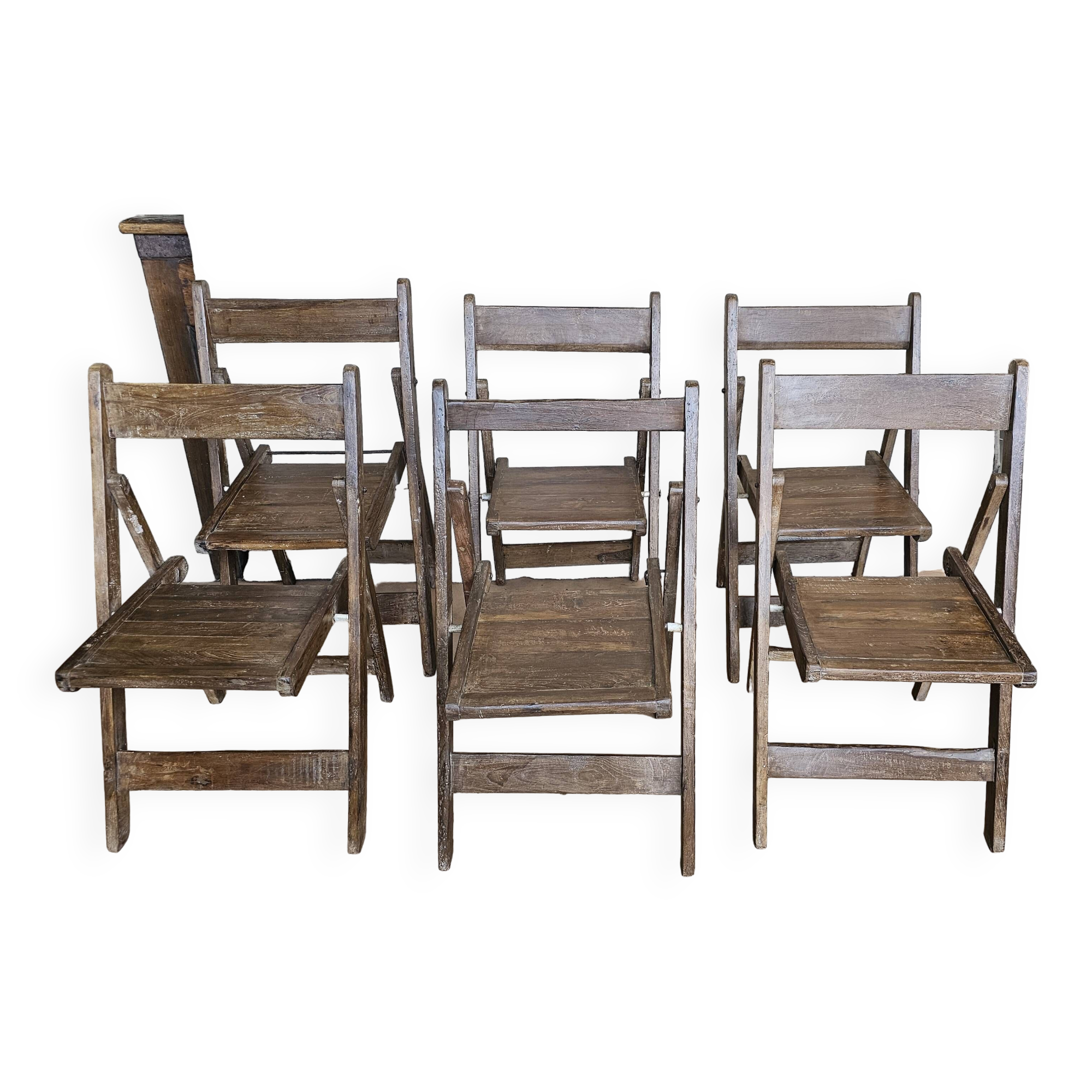 Lot de 6 chaises de cinéma pliante en teck