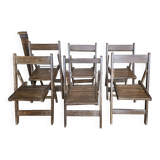 Set of 6 folding teak cinema chairs