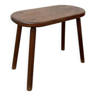 Oval farmhouse stool (55cm) – solid wood & wabi-sabi spirit