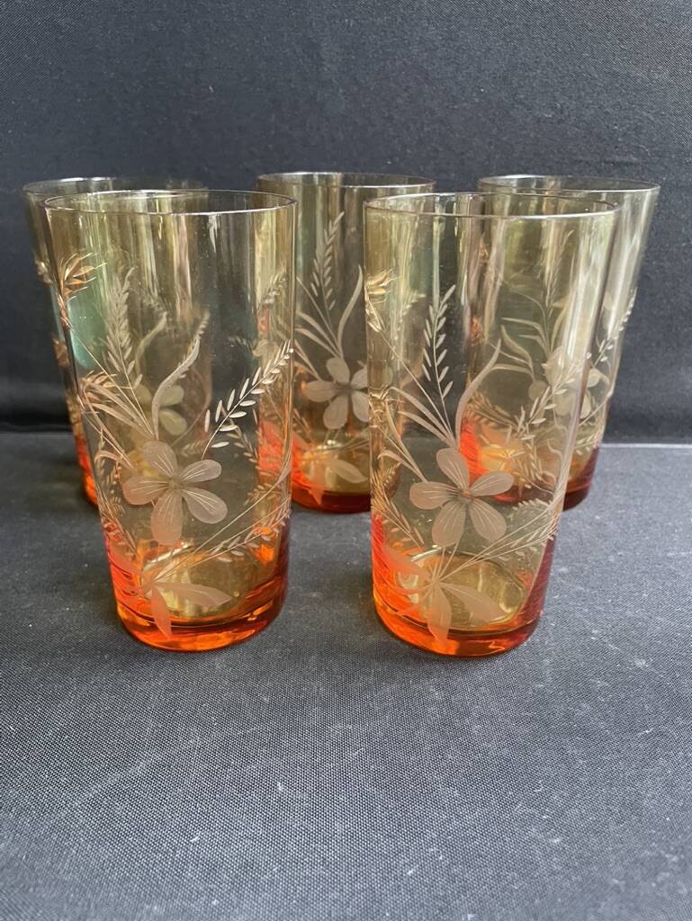 Saint Louis beer service in blown and cut amber crystal – Art Deco