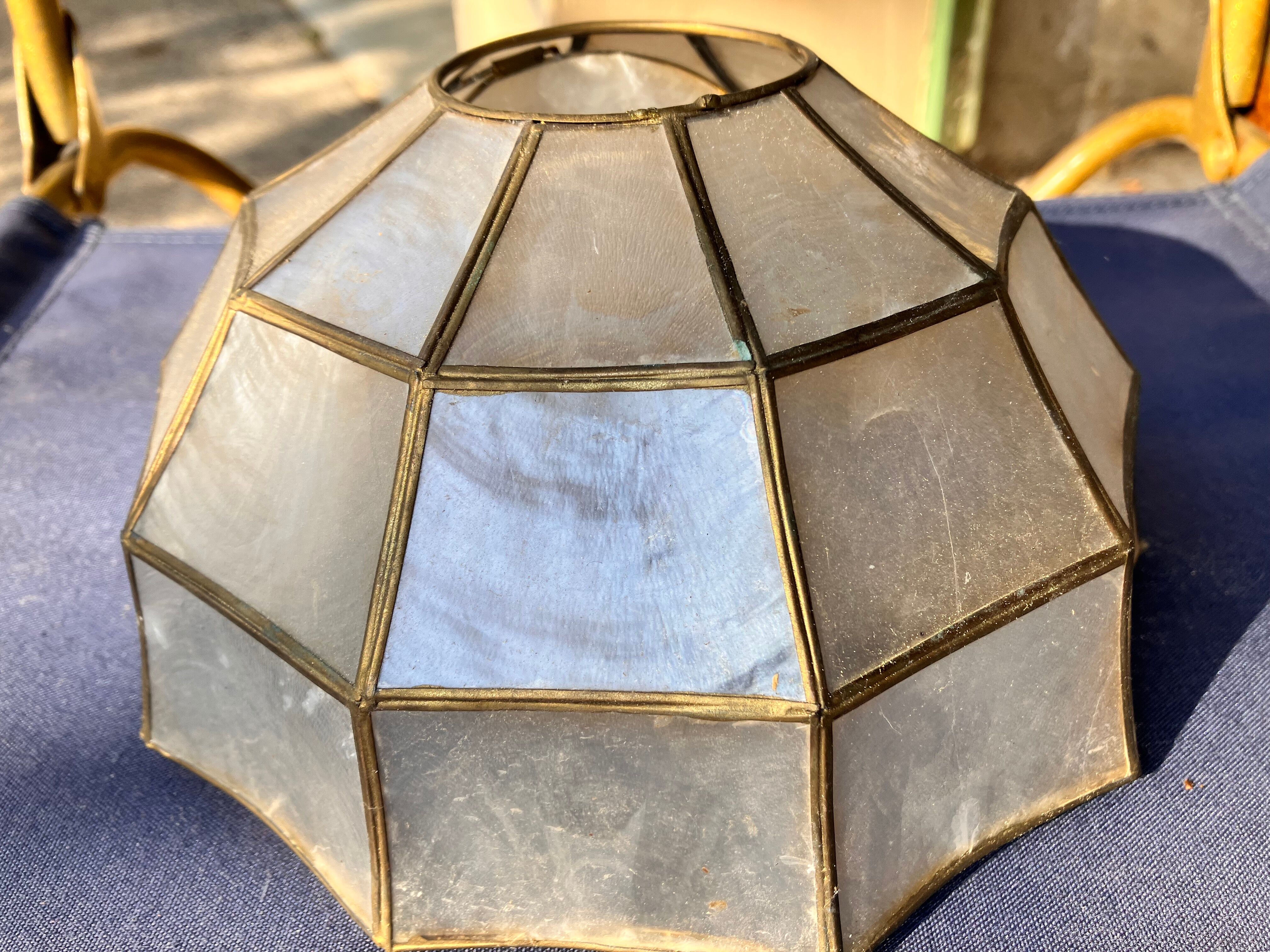 Mother-of-pearl and brass lampshade