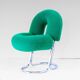 Space Age Italian Modern Desk Chair In Green Velvet and Chromed Metal