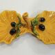 A vintage yellow ceramic aperitif server from Vallauris, 1970s, for black olives.