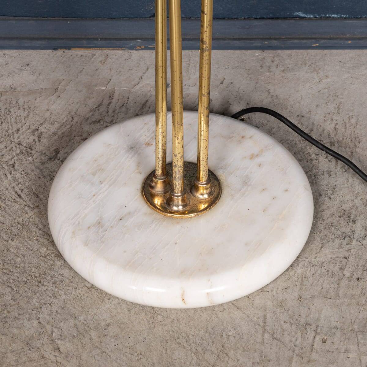 Lampadaire en laiton et verre italien vintage des années 20, murano c.1980