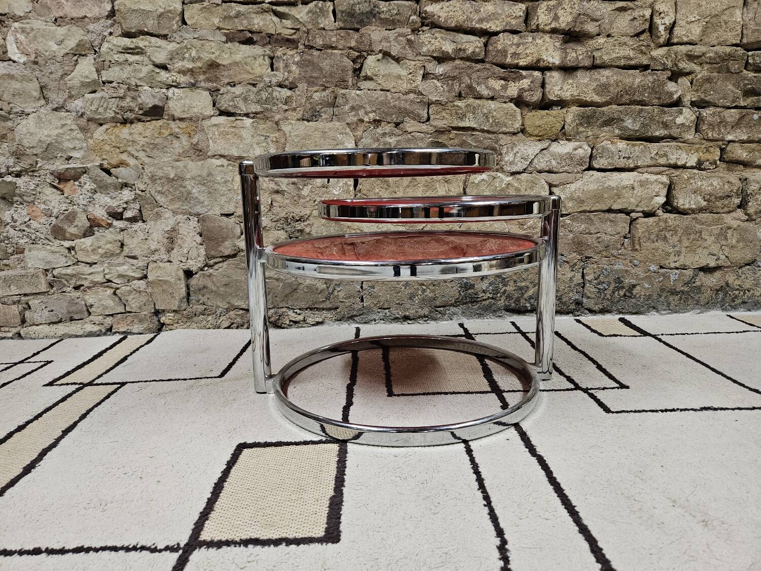 Coffee table with 3 glass tops 1970"
