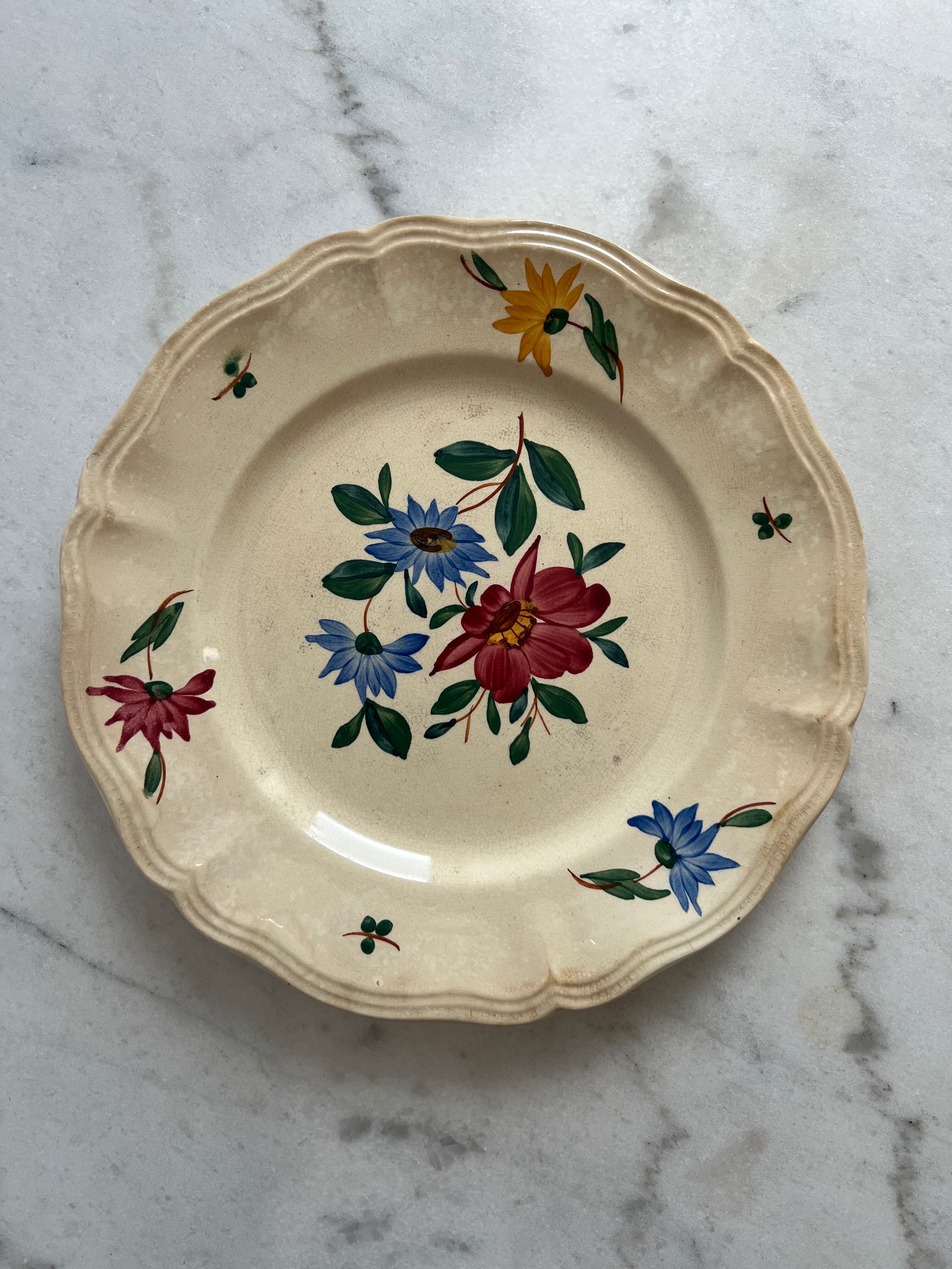 Set of 6 small flat plates Sarreguemines