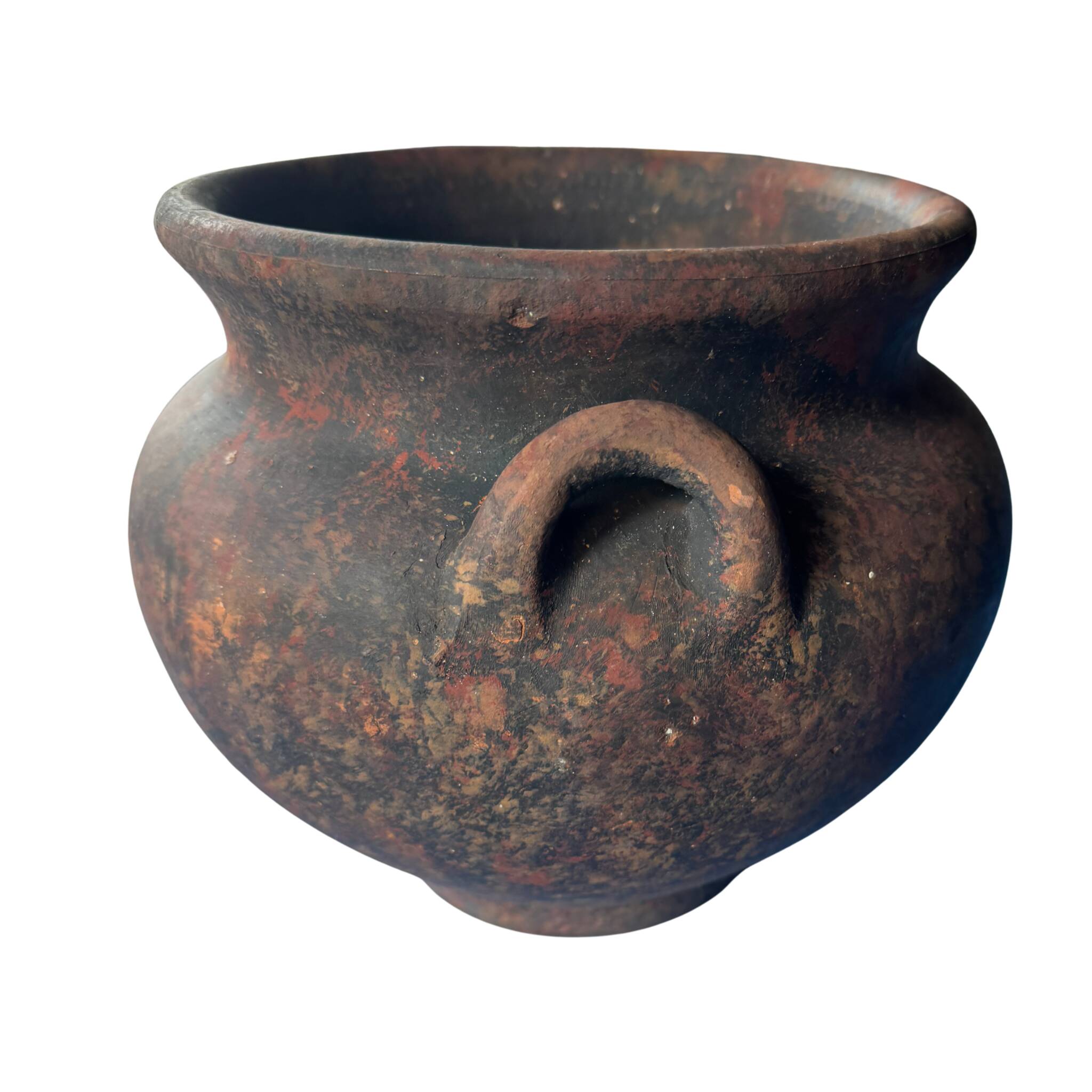 Grand vase en terre cuite texturée | Artisanat mexicain | Années 50–70