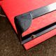 Red coat rack 1950 mirror free form brass hooks