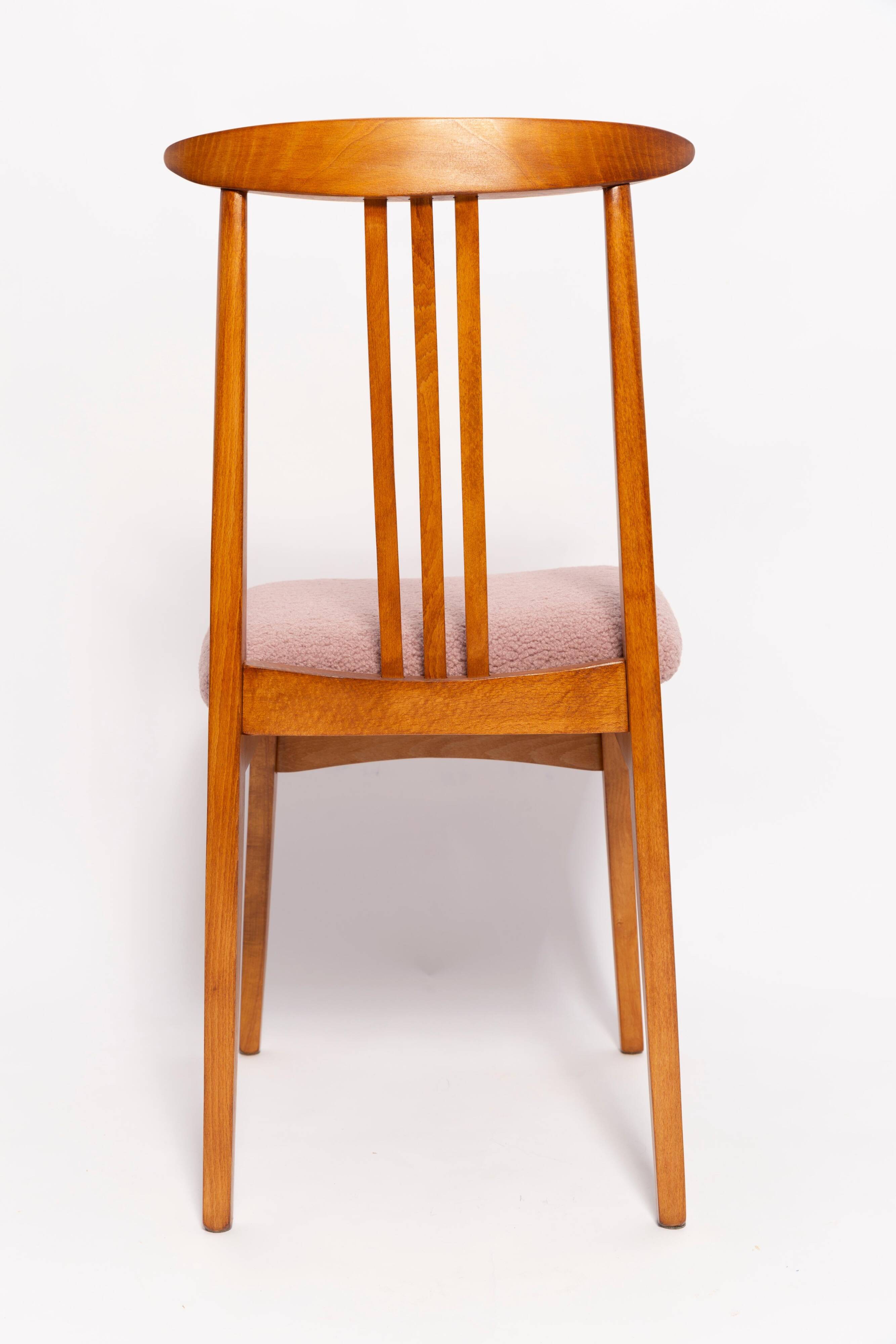 Powder pink boucle chair from the mid-century by M. Zielinski, Europe, 1960s.