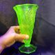 Antique Art Deco Bohemian uranium vase / geometric glass