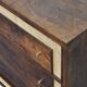 Commode à tiroirs en bois de manguier massif de style moderne du milieu du siècle avec des accents de rotin tissé - Ch tricoté serré