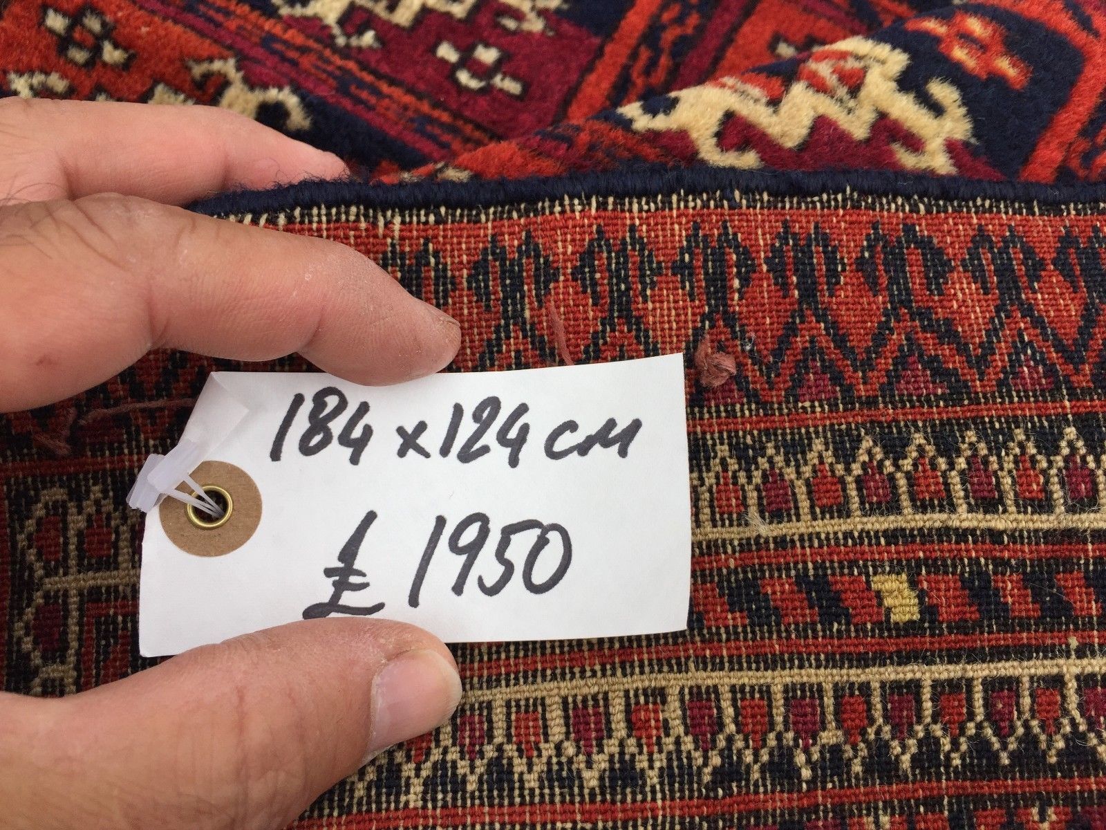 Antique traditional turkoman rug oriental hand made rug 184x124cm