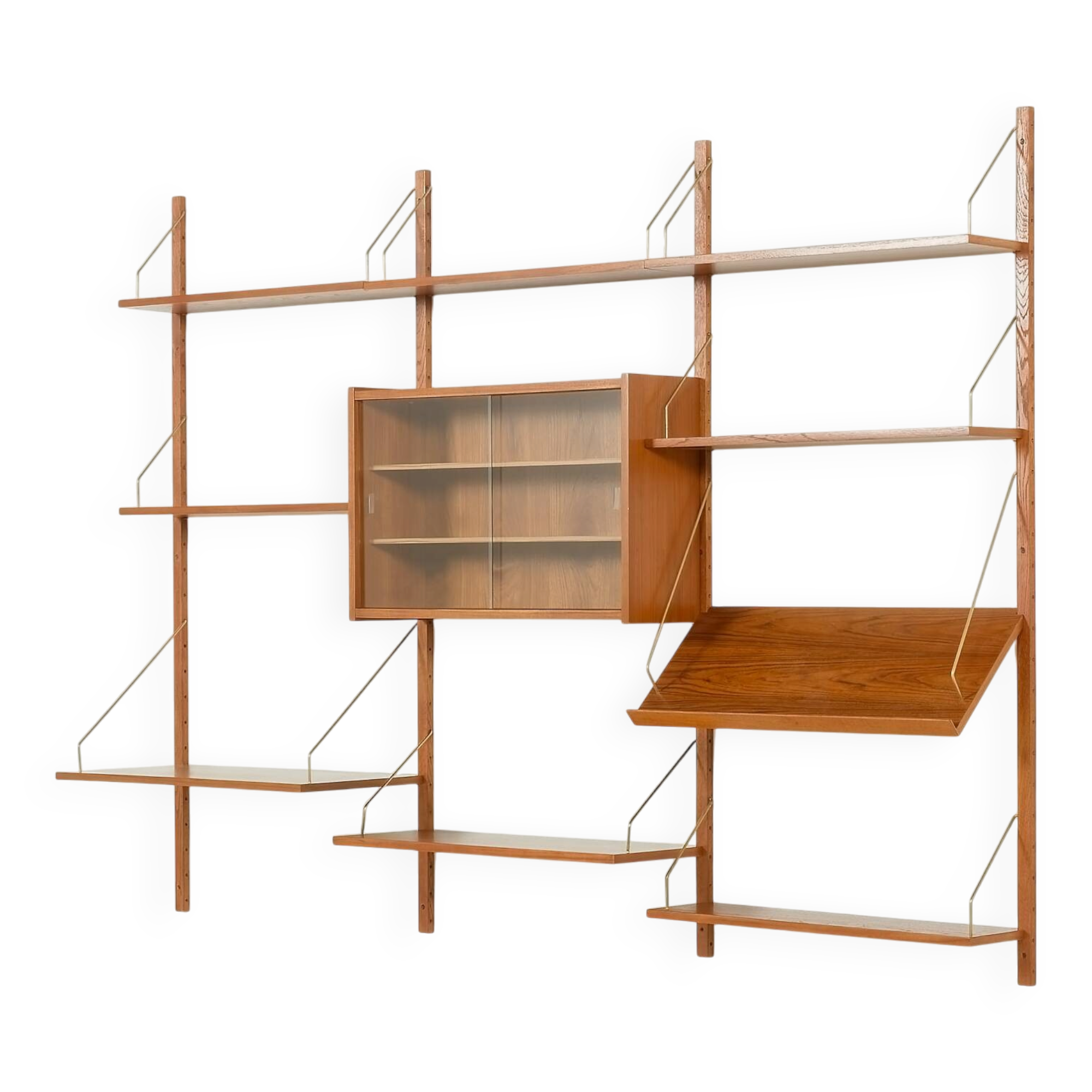 Danish vintage teak wall unit attributed to Preben Sorensen, 1960s