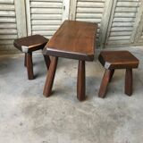 Set de mobilier chaises tabourets tripode